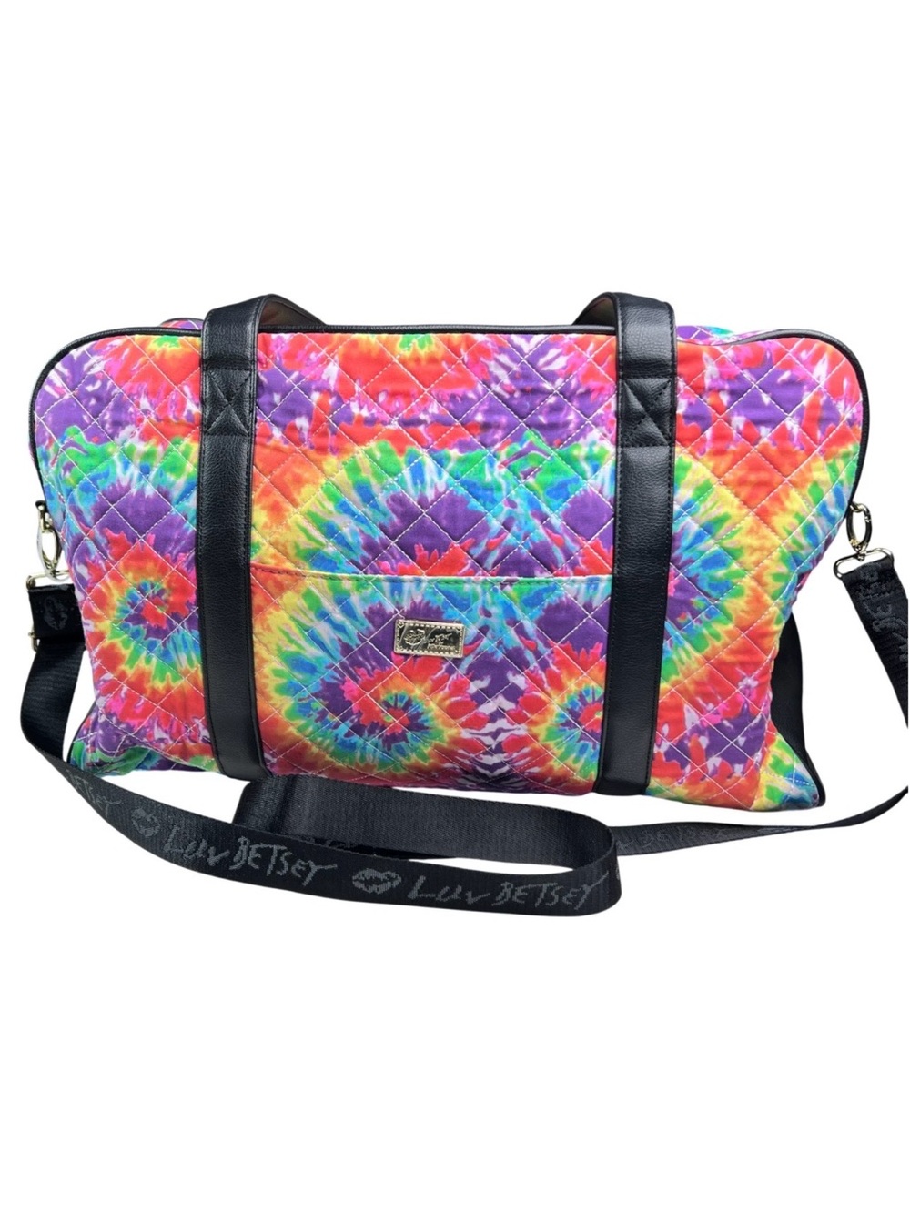 Betsey Johnson Luv Betsey Tie Dye Quilted Weekender Duffel Bag 18X12X7